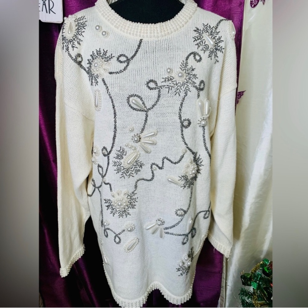 Vintage Victoria Harbour Faux Pearl Dead Stock  Sweater